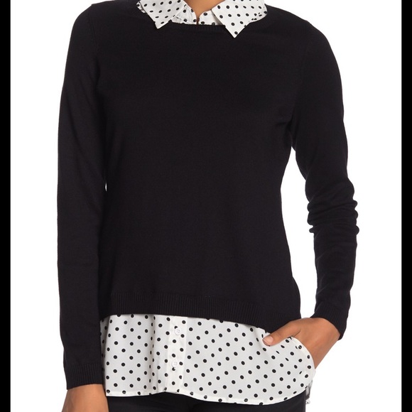 Adrianna Papell Sweaters - Adrianna Papell twofer black on black sweater L